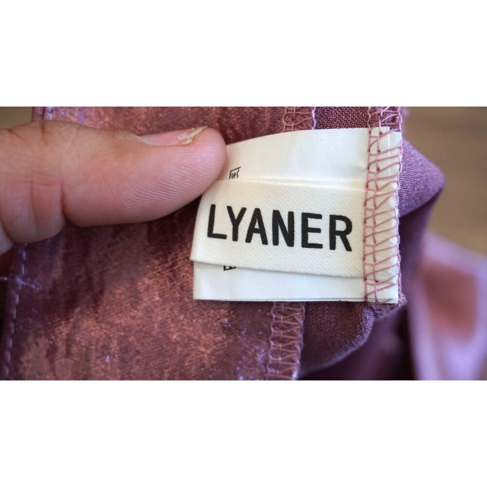 LYANER Satin Lace Trim Split Slit Hem Zipper High Wasit Mini Short Skirt, Size S - Picture 11 of 13